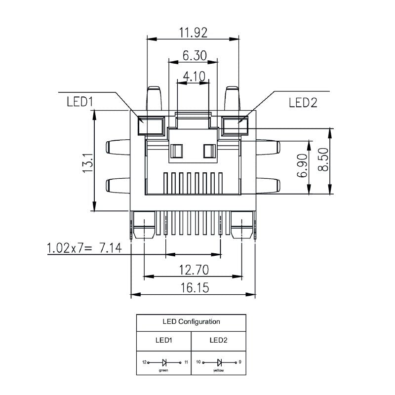 2562880000 - Cat. 5 Modular Jack with 12 Poles and 90° THT Connection  (Pack of 140)