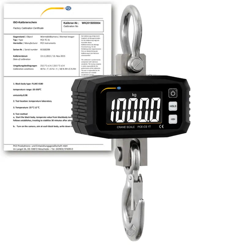 PCE-CS 1T - Digital Crane Scale 0-1000 kg with Backlit Display