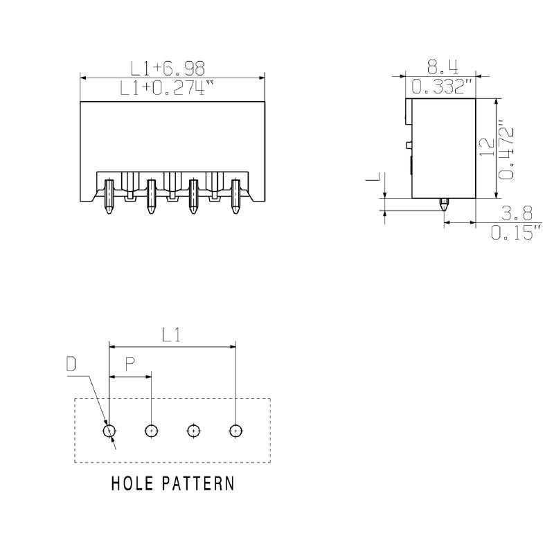 1838210000 - 5.08mm 2-Pole Male PCB Connector, 180° Angle, Tinned Pins  (Pack of 100)