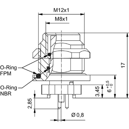 2422980000 - IP67 M8 Socket Connector, 4 Poles, M10 Thread  (Pack of 25)