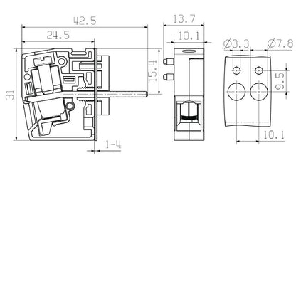 2439420000 - Compact Grey Power Terminal, 10mm² Cross-Section, Reliable Connections  (Pack of 50)