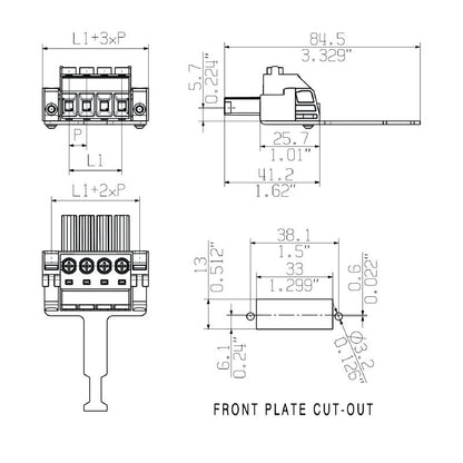 1929910000 - 5-Pole Female PCB Connector for 10mm² Wire, 180° Setup  (Pack of 25)