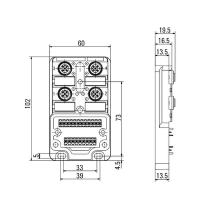 1806011000 - IP67 M12 Hood Distributor, 8A Capacity, Grey Pocan Housing  (Pack of 2)