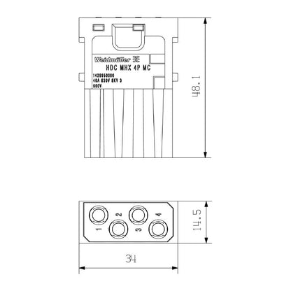1428950000 - 830V 40A Power Module with 4 Poles and Crimp Connection