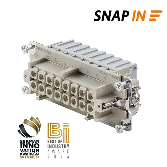 2666950000 - 16-Pole Female Connector, 500V, Copper Alloy, SNAP IN