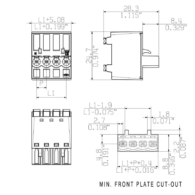 1001160000 - 5.08mm 3-Pole Female PCB Connector with 180° PUSH IN Mechanism  (Pack of 80)