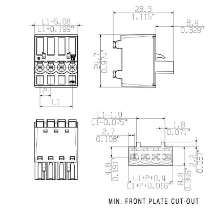 1001160000 - 5.08mm 3-Pole Female PCB Connector with 180° PUSH IN Mechanism  (Pack of 80)