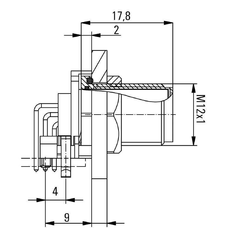 2423660000 - M12 4-Pole PCB Plug-in Connector with Thread  (Pack of 10)