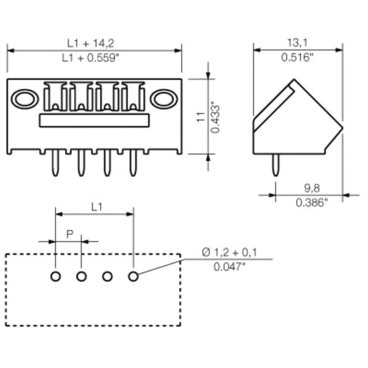 1976860000 - 3.81mm 14-Pole Male Header with 135° Angle, THT Solder  (Pack of 50)
