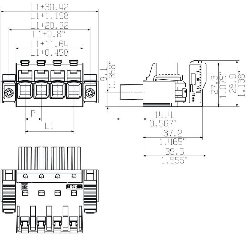 2737810000 - 3-Pole 10.16mm PCB Connector, 180° Push-In Design  (Pack of 24)