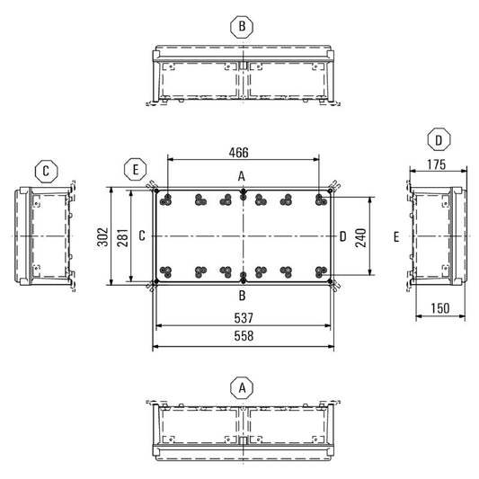 9502850000 - 558mm Polyester Enclosure with Light Grey Finish