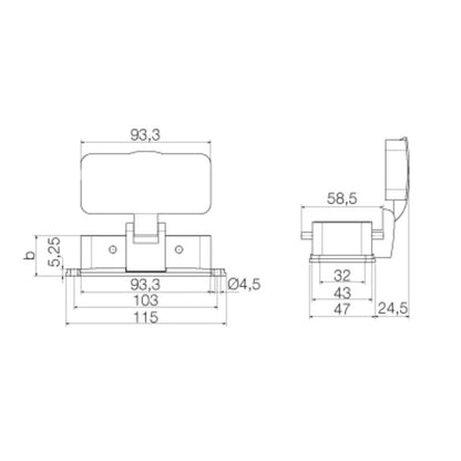 1209200000 - IP65 Diecast Aluminum Bulkhead Housing, 115mm Depth