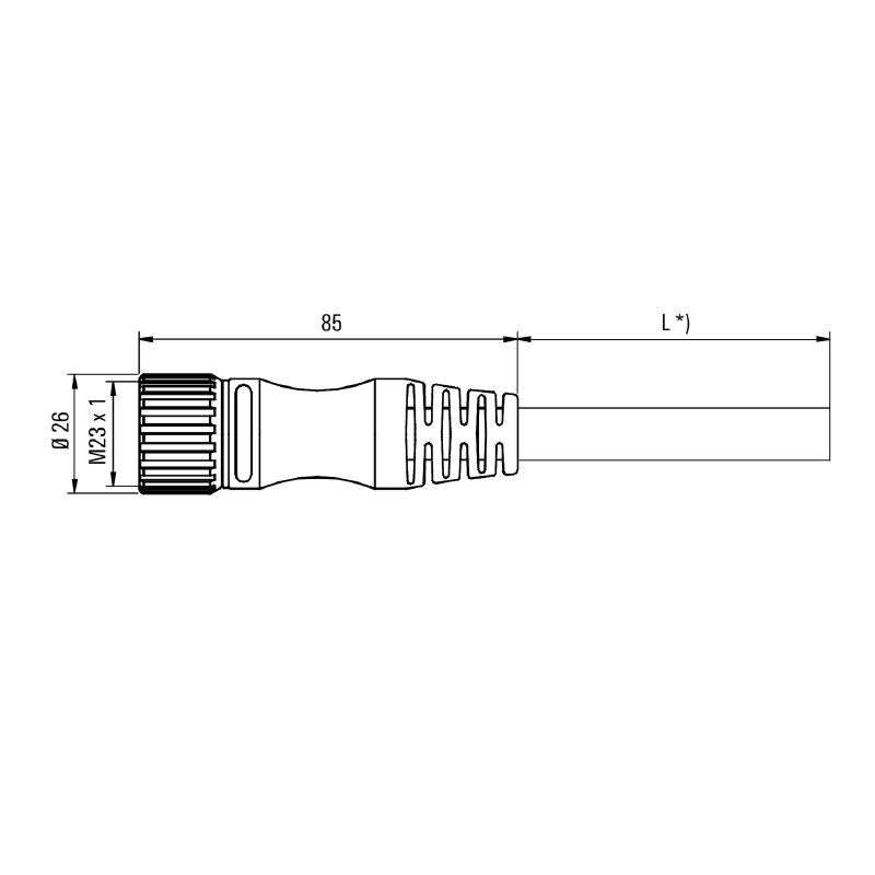 1818184500 - 45m Flexible M23 Cable with 19 Poles, 9.1mm Diameter