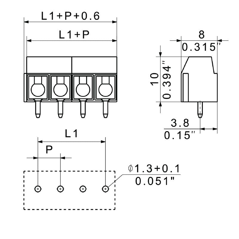 1145790000 - 5.08mm PCB Terminal, 4 Poles, Black Finish, 90° Angle  (Pack of 100)