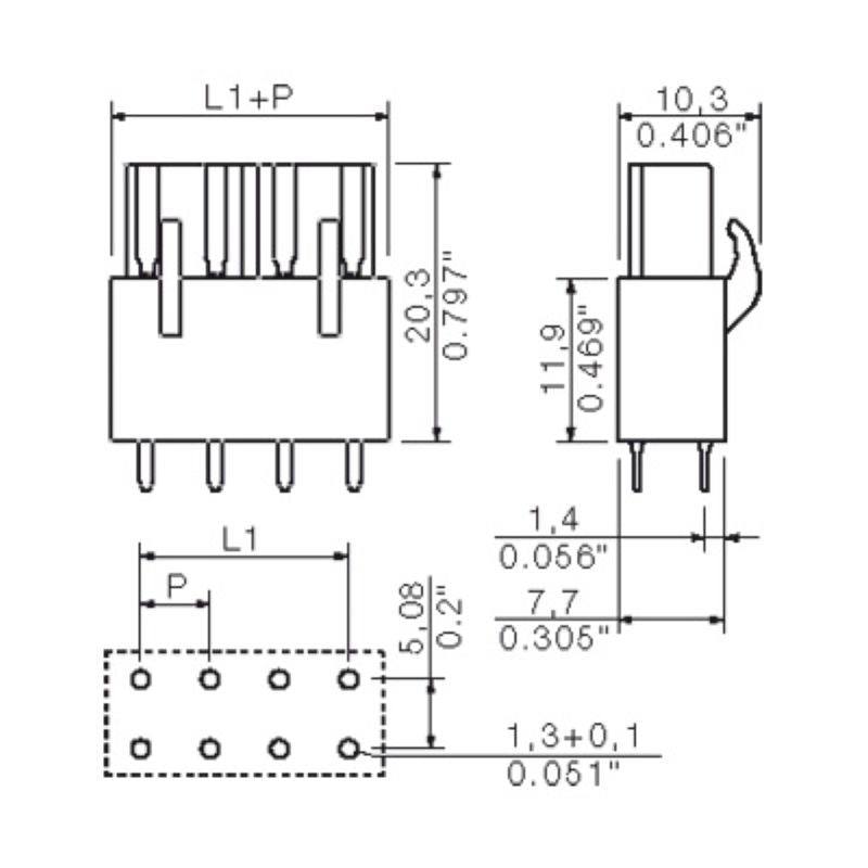 1646310000 - 5.08mm 8-Pole PCB Connector, 4.5mm Pins, THT, Black Box  (Pack of 42)