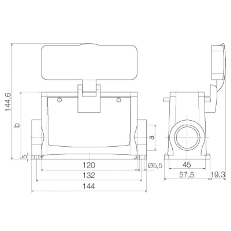 1786920000 - IP65 Base Housing with Side-Locking Clamp, Size 8