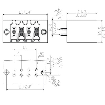 1757010000 - 3.50mm 16-Pole Male PCB Connector with Flange  (Pack of 48)