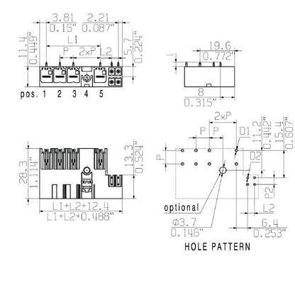 2529520000 - Vertical 7.62mm Male PCB Connector with 5 Poles  (Pack of 30)