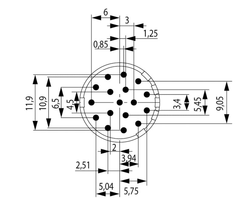 1224650000 - 17-Pole Male Plug-In Connector with Gold-Plated Contacts