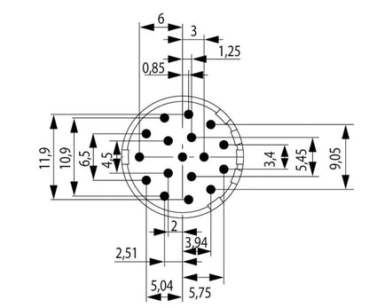 1224650000 - 17-Pole Male Plug-In Connector with Gold-Plated Contacts
