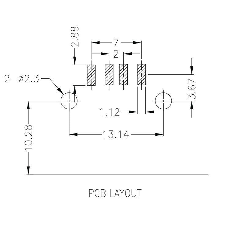 2563720000 - 90° USB 2.0 Type A Connector for PCB Assemblies  (Pack of 100)