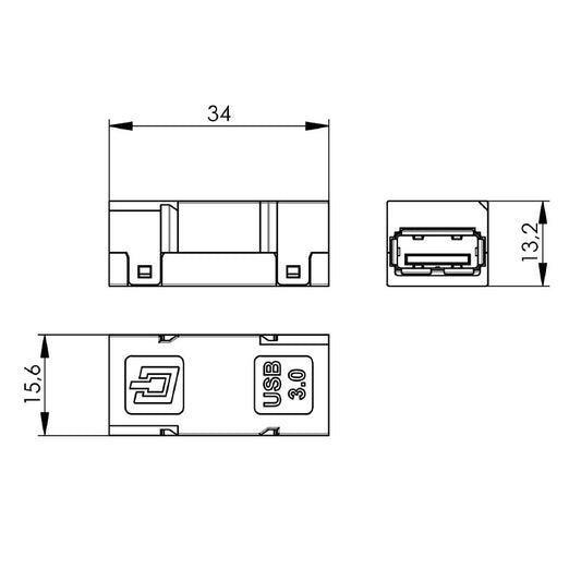 1487920000 - Type A USB Flange Insert, IP67 Rated, RoHS Compliant