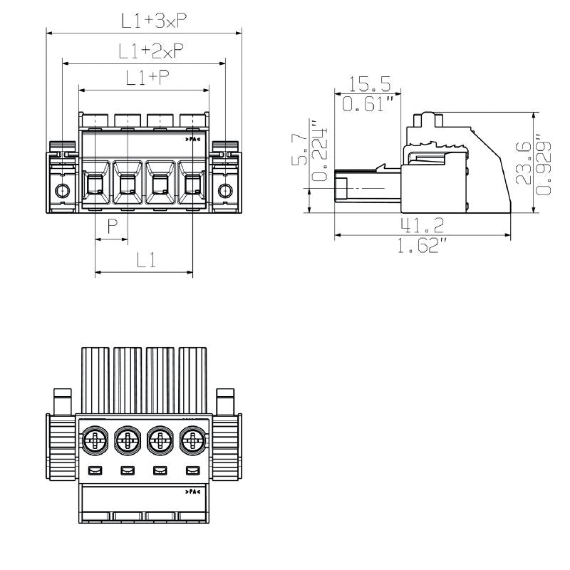 1981710000 - 7.62mm PCB Connector with Two Poles and Clamping Yoke  (Pack of 100)