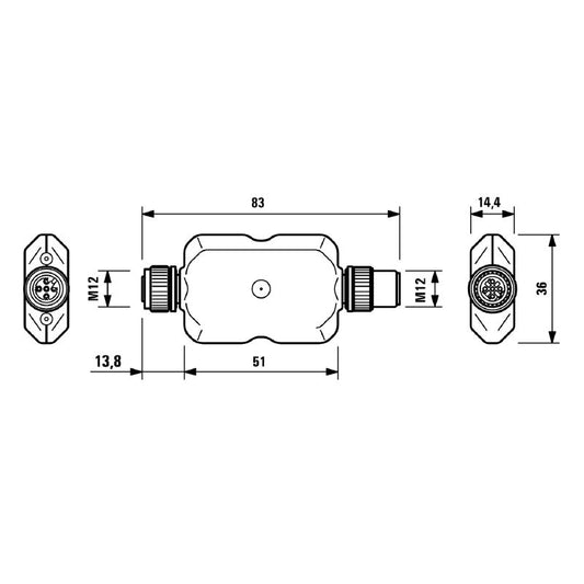 8852350000 - JACKPAC Level Converter, M12 Plug, 83mm, 0.4A, RoHS Compliant