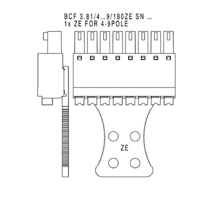 1235920000 - 3.81mm Female PCB Connector, 16 Poles, Push-In, 180°  (Pack of 50)