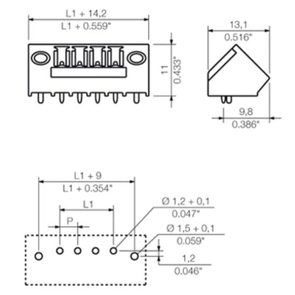 1978080000 - 3.81mm PCB Connector with 135° Angle and Solder Flange  (Pack of 50)