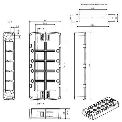 2891560000 - IP66 Polyamide Cable Entry System, 64mm H x 153mm W