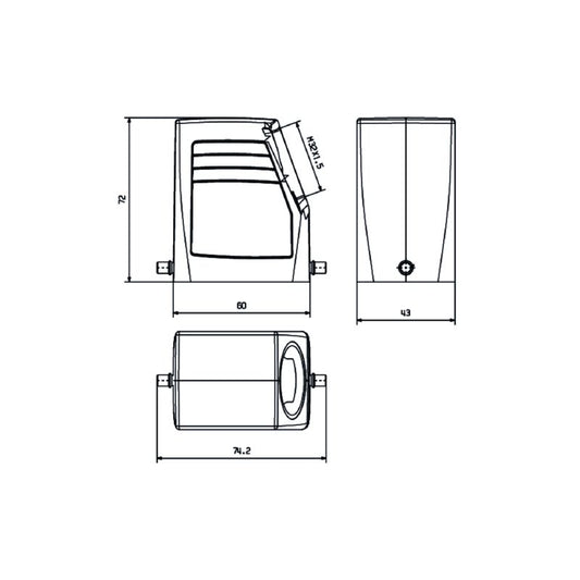2543970000 - IP65 HDC Enclosure for M32 Cable Entry, Size 3