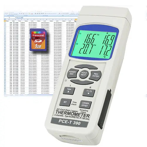 PCE-T390 - Digital 4-Channel Thermometer with SD Card Data Logging