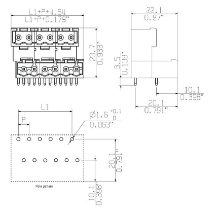 2648950000 - THT Solder Connector, 22 Poles, 90° Elbow, 5.08mm Pitch  (Pack of 26)