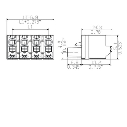 1230190000 - 7-Pole 7.62mm PCB Connector, 180° Angle, Box of 30  (Pack of 30)