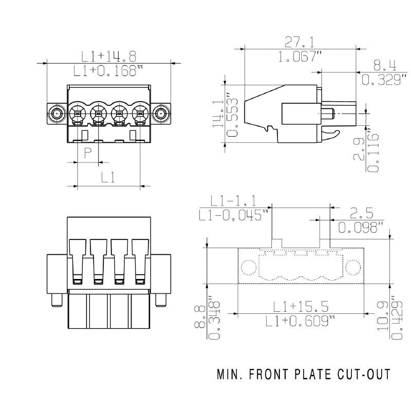 1960390000 - 5mm 9-Pole PCB Female Connector at 90° Angle  (Pack of 30)