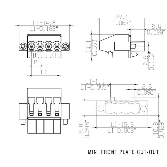 1960390000 - 5mm 9-Pole PCB Female Connector at 90° Angle  (Pack of 30)