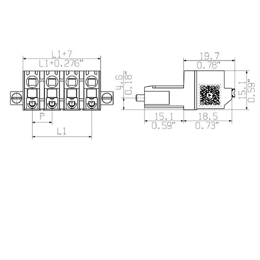 1043690000 - 7.62mm PCB Male Plug Connector with 4 Poles  (Pack of 42)