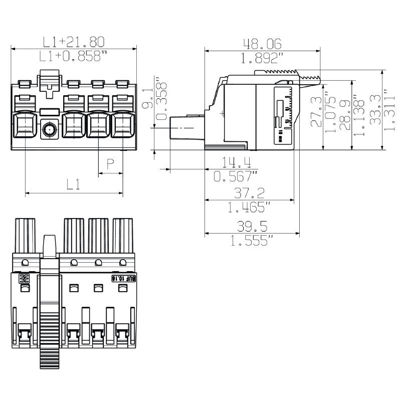 2493160000 - 10.16mm PCB Connector, 2-Pole, PUSH IN, 180° Angle  (Pack of 36)