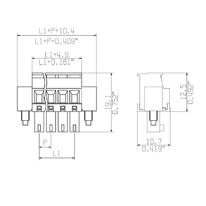 2642650000 - 20-Pole 3.81mm Clamping Connector with 90° Outlet  (Pack of 44)