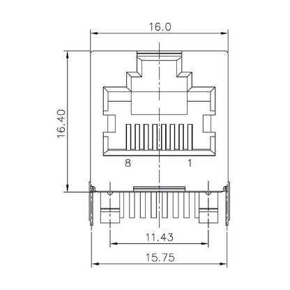 1433910000 - Cat. 6 8-Pole Modular Jack PCB Connector 90° THT  (Pack of 160)