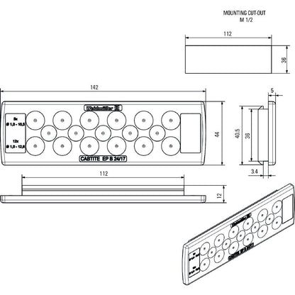 2743650000 - Grey TPE Cable Entry System, 44mm x 142mm x 12mm  (Pack of 10)