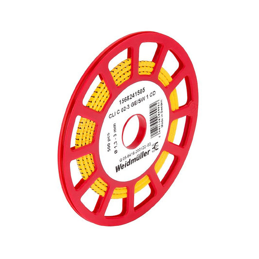 1568241676 - Yellow PVC Cable Markers, 1.3-3mm Diameter, Reel Format  (Pack of 500)