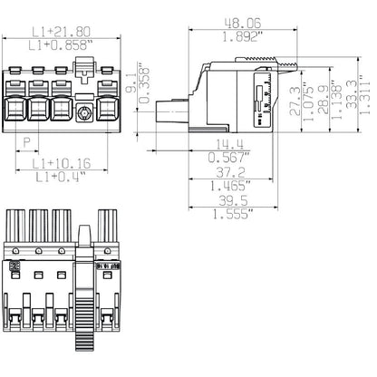 2592570000 - 10.16mm 4-Pole Female PCB Connector with PUSH IN Mechanism  (Pack of 24)