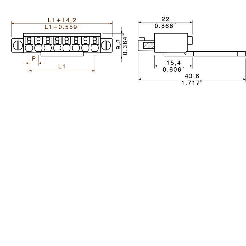 1231380000 - 3.81mm Female PCB Connector, 8 Poles, 180° Angle  (Pack of 50)