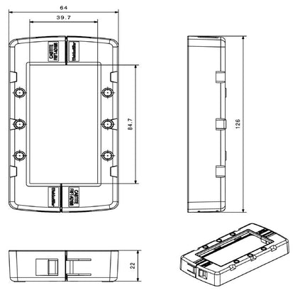 2891520000 - IP66 Black Cable Entry Unit, 64mm x 126mm Dimensions