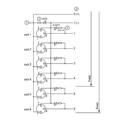 1828730000 - M12 8-Pole Conforming Device with LED, 30V PNP Type
