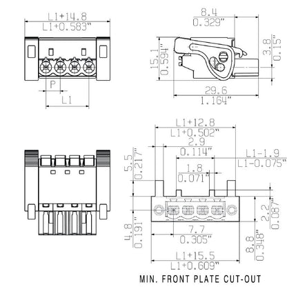 1016340000 - 5mm PCB Female Plug Connector with PUSH IN Mechanism  (Pack of 90)
