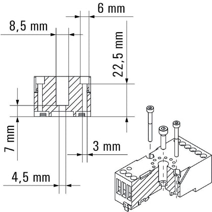 1132820000 - 3-Contact Relay Socket, 12A, RoHS & UL Certified  (Pack of 10)