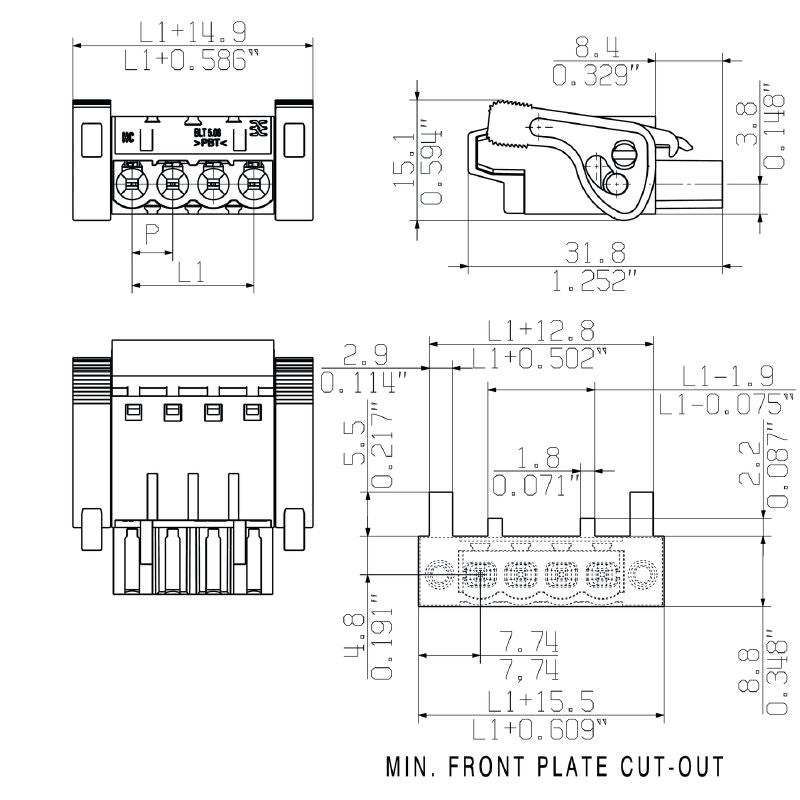 1890350000 - 5.08mm PCB Connector, 180° Top Connection, RoHS Compliant  (Pack of 18)
